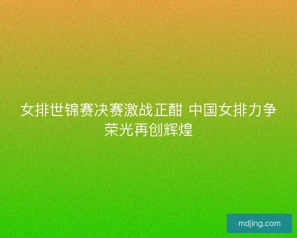女排世锦赛决赛激战正酣 中国女排力争荣光再创辉煌